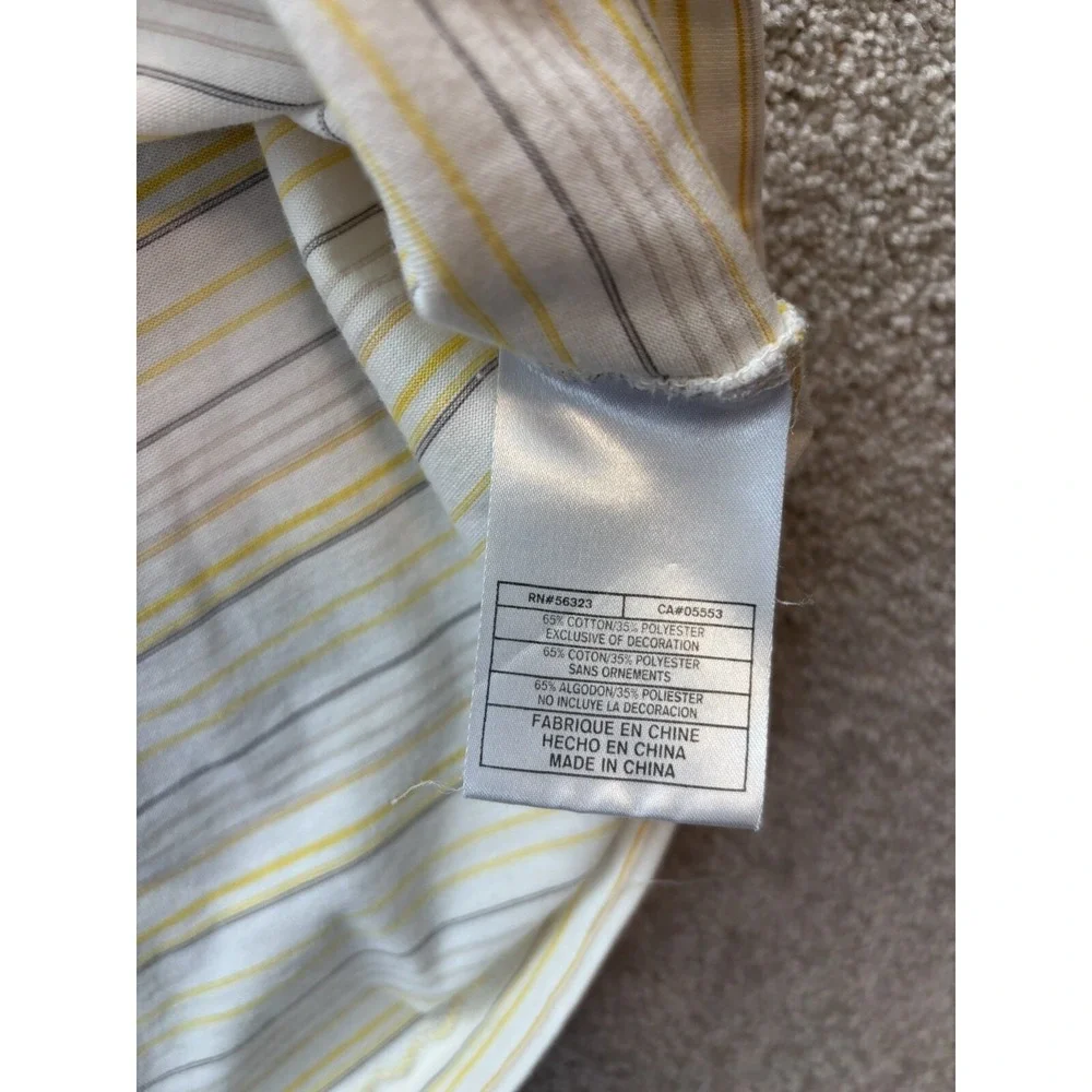 Nike Tiger Woods Golf Polo Shirt Men Large White Yellow Whistling Straits Stripe